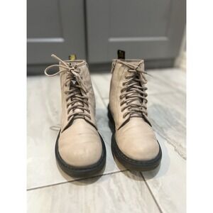 DR.MARTENS WOMENS ZAVALA TAUPE VINTAGE COMBAT BOOT SZ 5 LACE UP